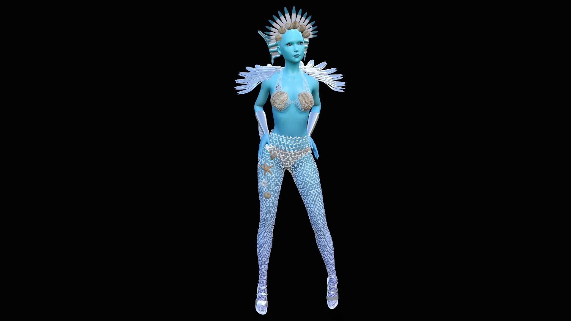 Goddess of the sea Low-poly 3D model_6