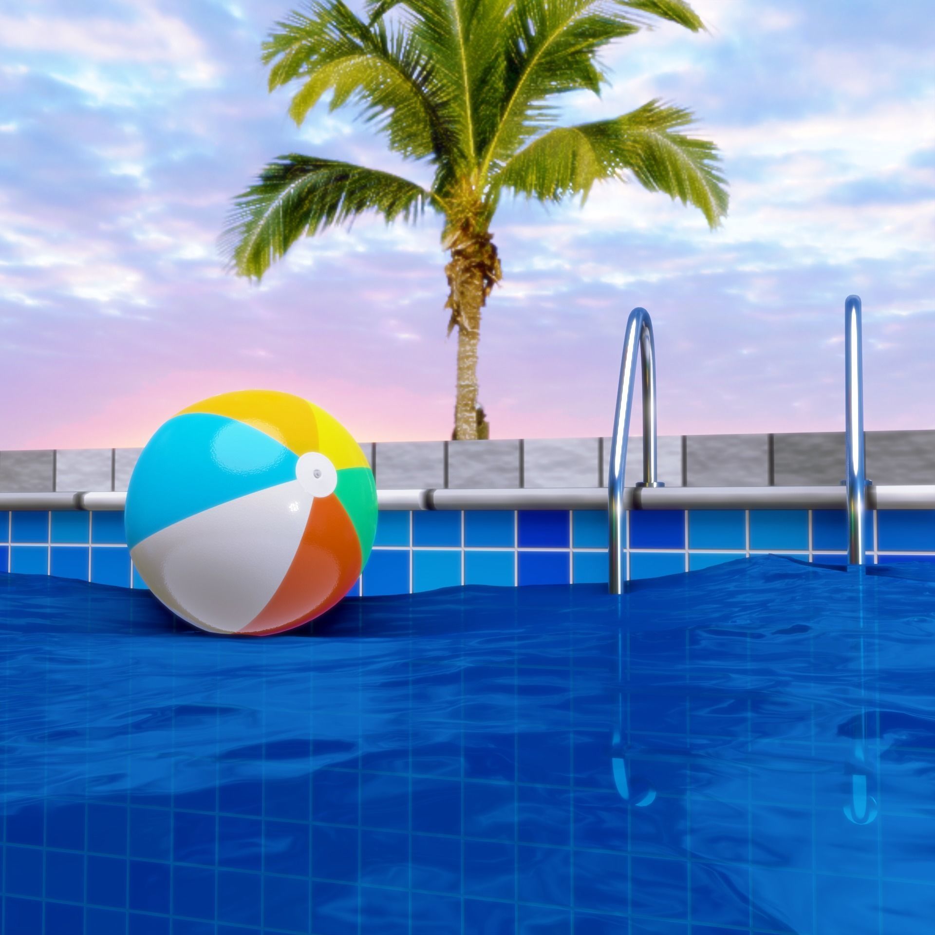 Inflatable Beach Ball Swimming Pool Waterpark Toy 3D model_2