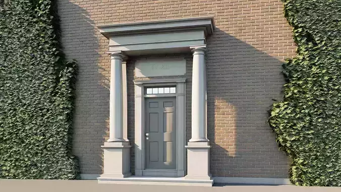 Portico Entrance Porch Door Surround with Columns Tuscan Order 3D model