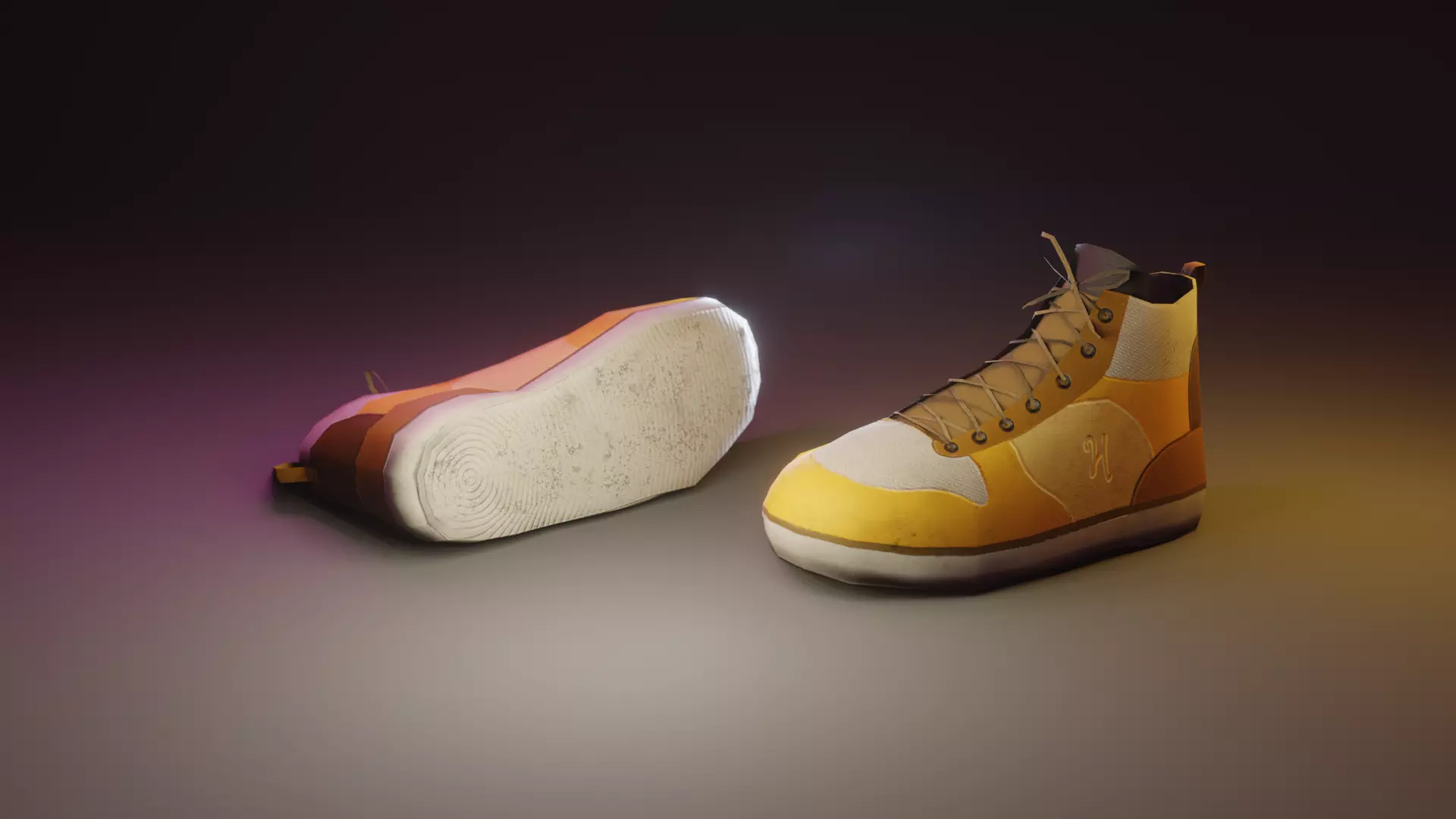 sneakers low poly two shoes Free low-poly 3D model