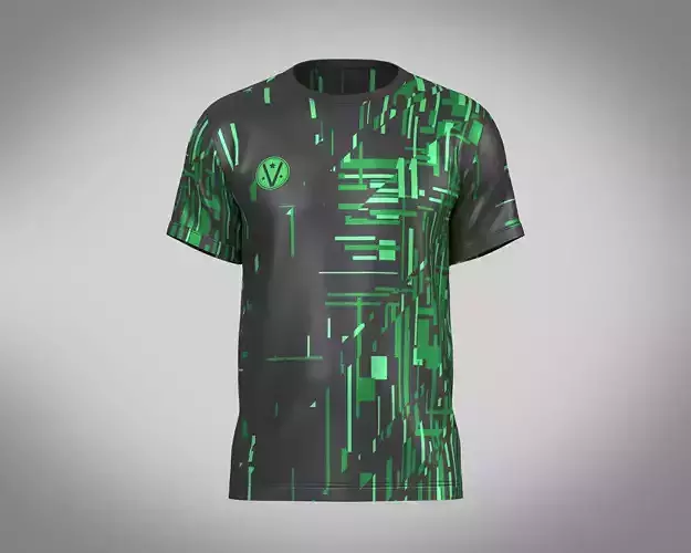 Soccer Black And Green Football Jersey Player-11 3D model