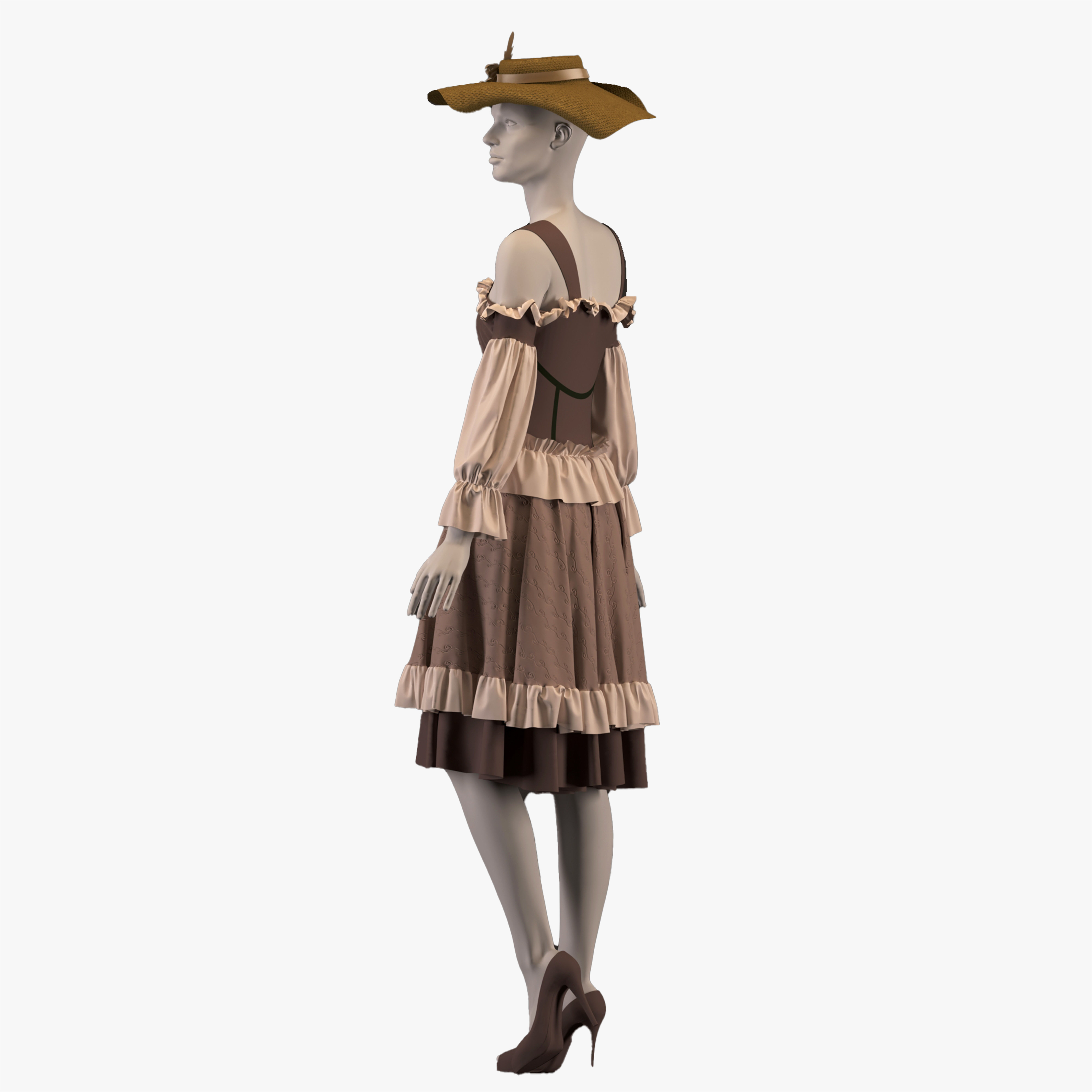 Dress and hat - ZPRJ - OBJ-MTL-FBX-TEXTURES 3D model_6