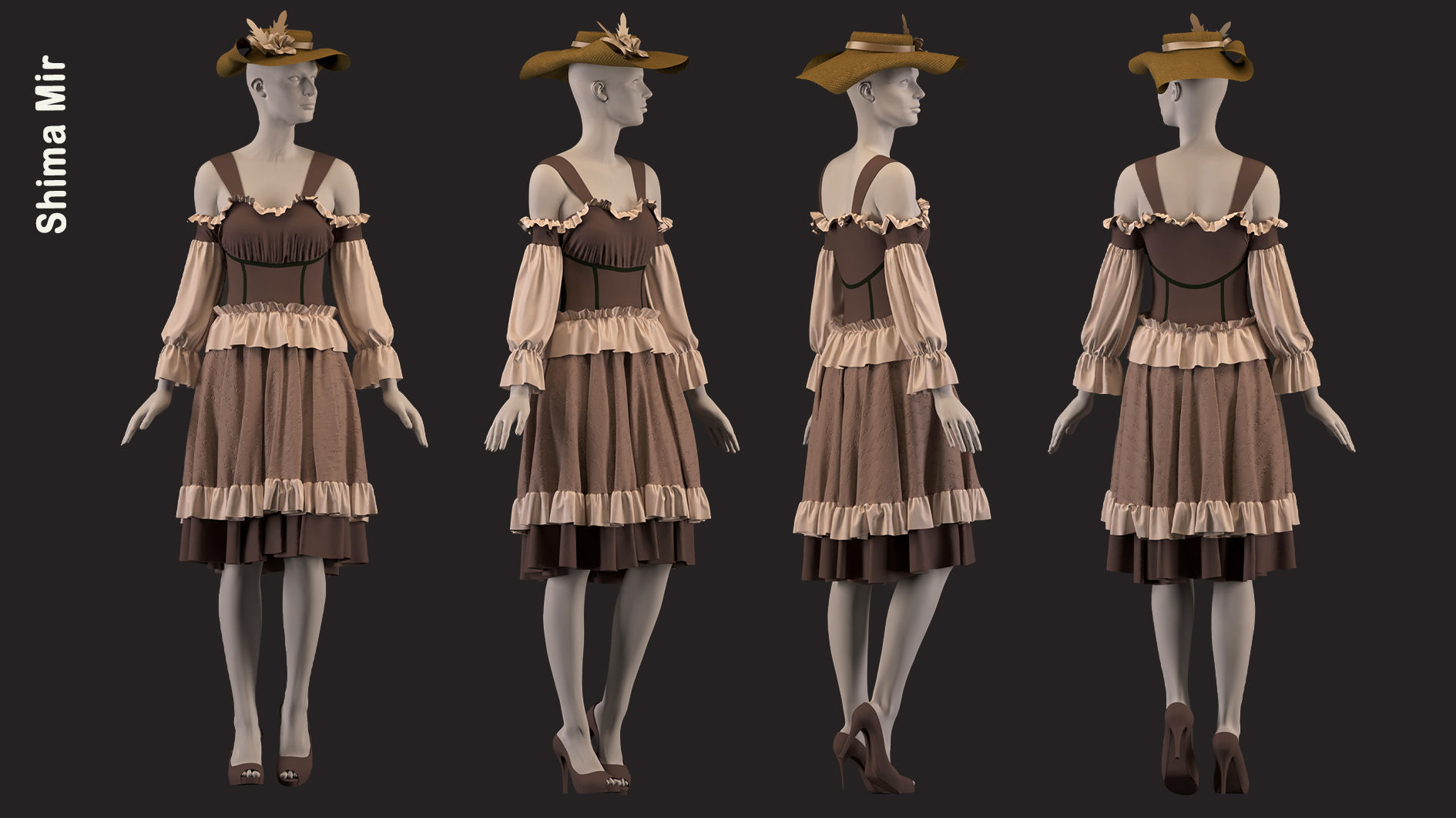 Dress and hat - ZPRJ - OBJ-MTL-FBX-TEXTURES 3D model_9