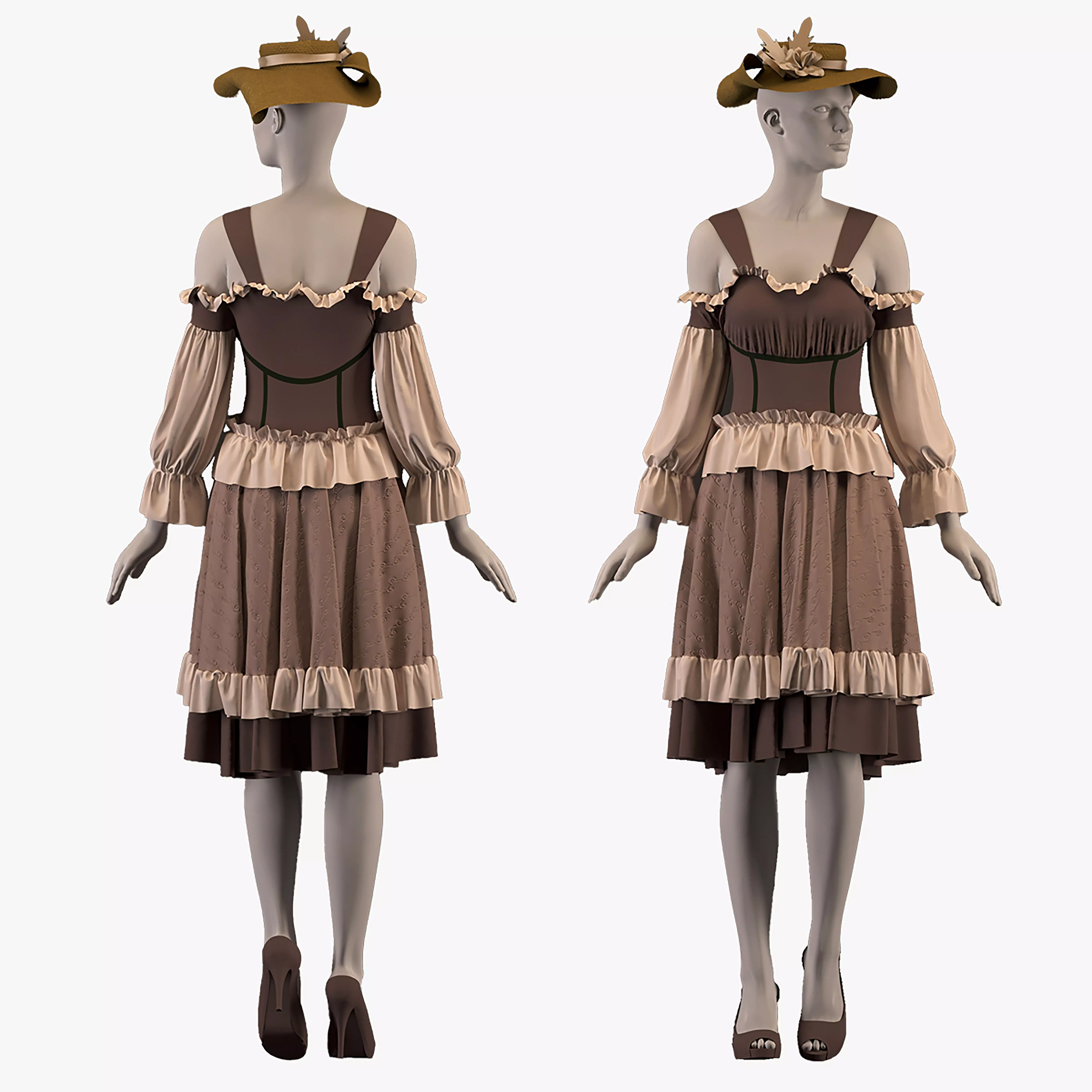 Dress and hat - ZPRJ - OBJ-MTL-FBX-TEXTURES 3D model_0
