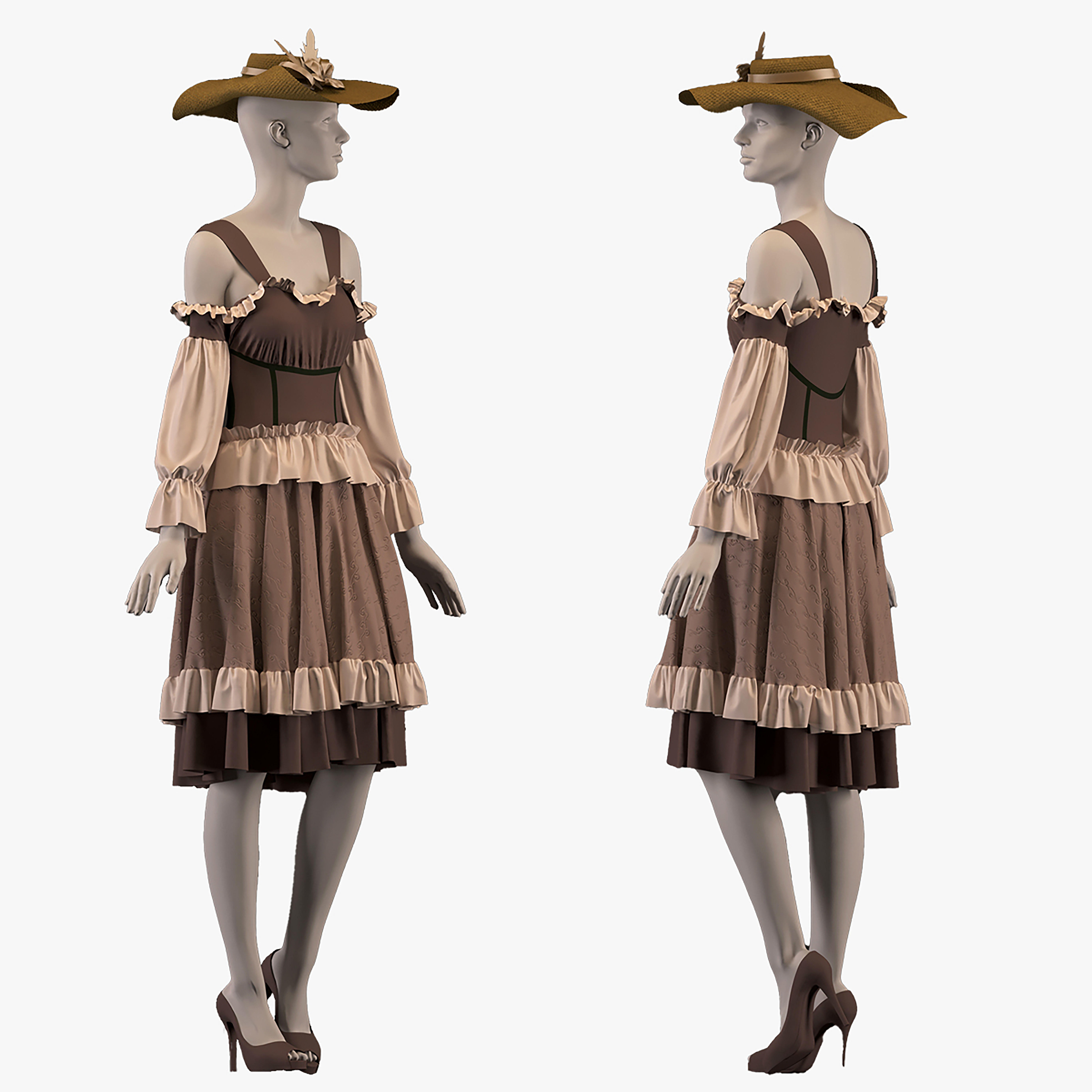 Dress and hat - ZPRJ - OBJ-MTL-FBX-TEXTURES 3D model_1