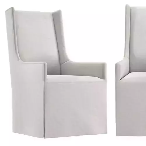 AMES SKIRTED FABRIC DINING ARMCHAIR