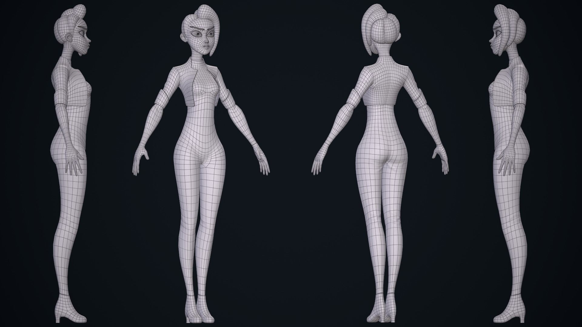 Fantasy Female - Game Ready Low-poly 3D model_4