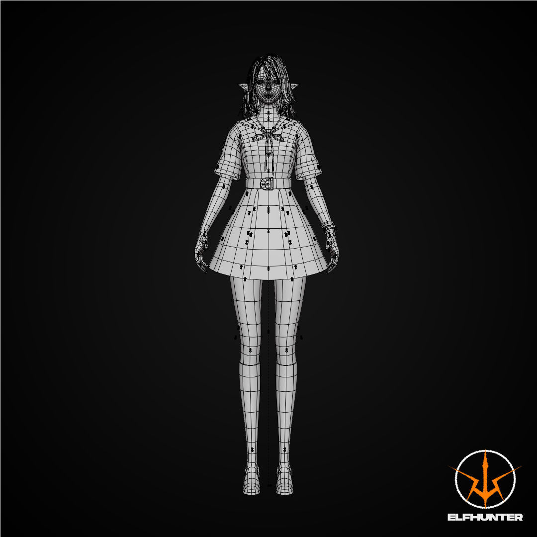 3D model EXCLUSIVE ELF HUNTER EDITION RIGGED CHARACTER ELF PINK SCHOOL ...