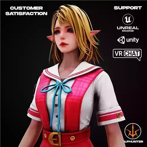 EXCLUSIVE ELF HUNTER EDITION RIGGED CHARACTER ELF PINK SCHOOL