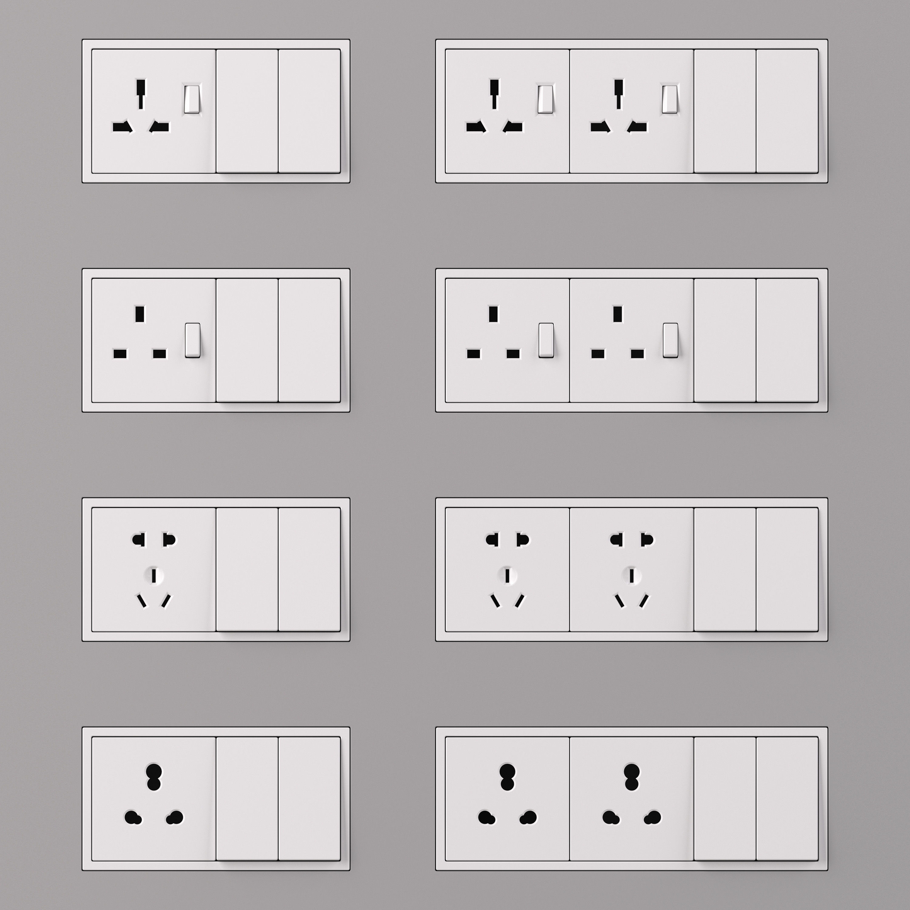Jung LS  ZERO  Switches and Sockets kit 80 items 3D model_20