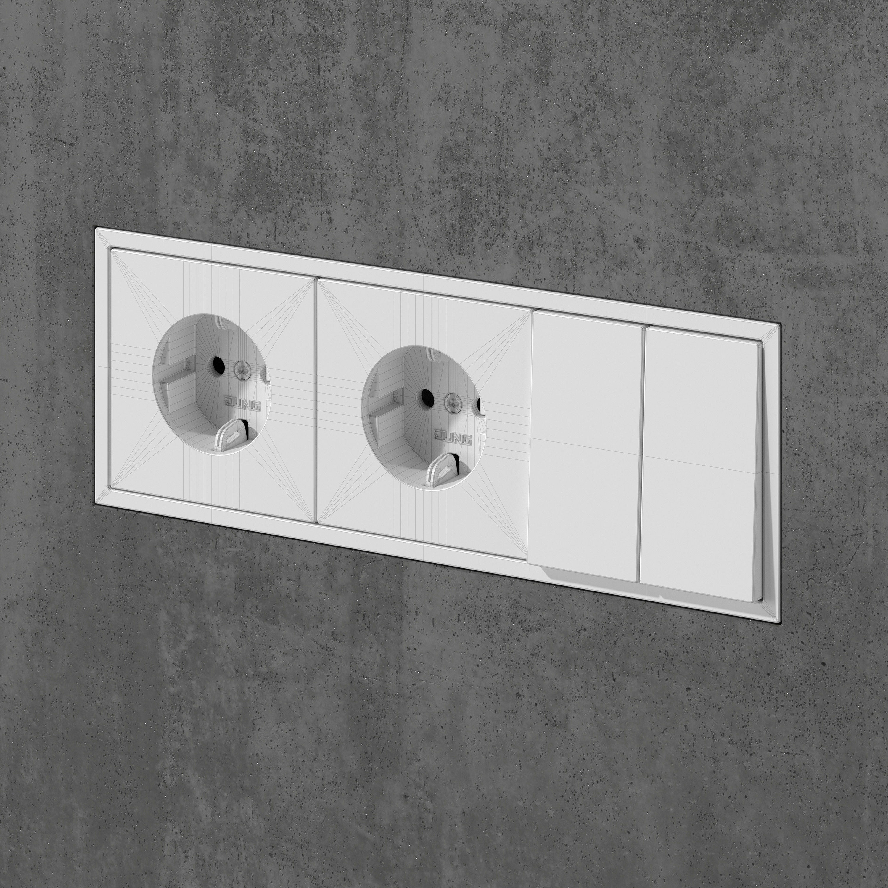 Jung LS  ZERO  Switches and Sockets kit 80 items 3D model_1