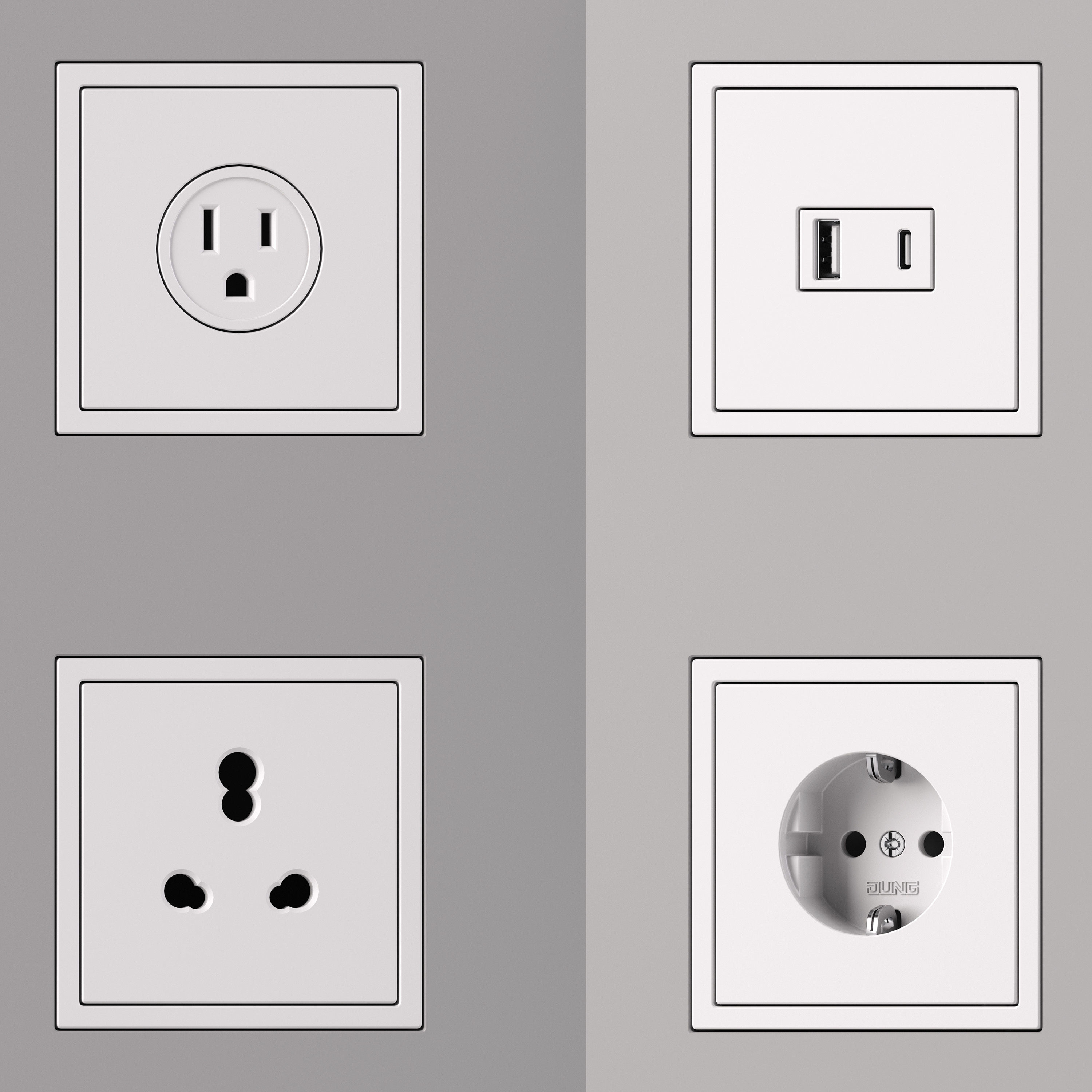 Jung LS  ZERO  Switches and Sockets kit 80 items 3D model_9