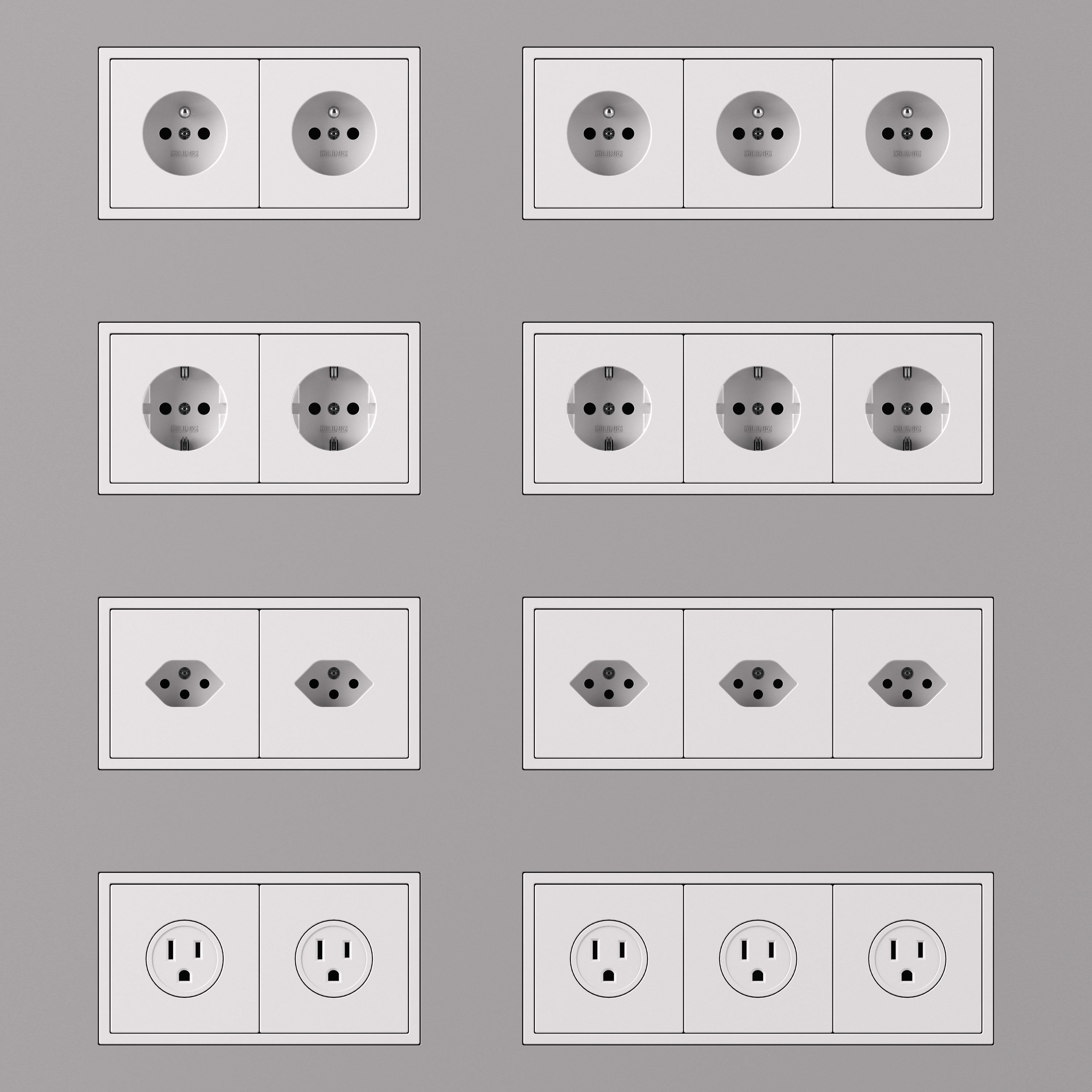 Jung LS  ZERO  Switches and Sockets kit 80 items 3D model_17