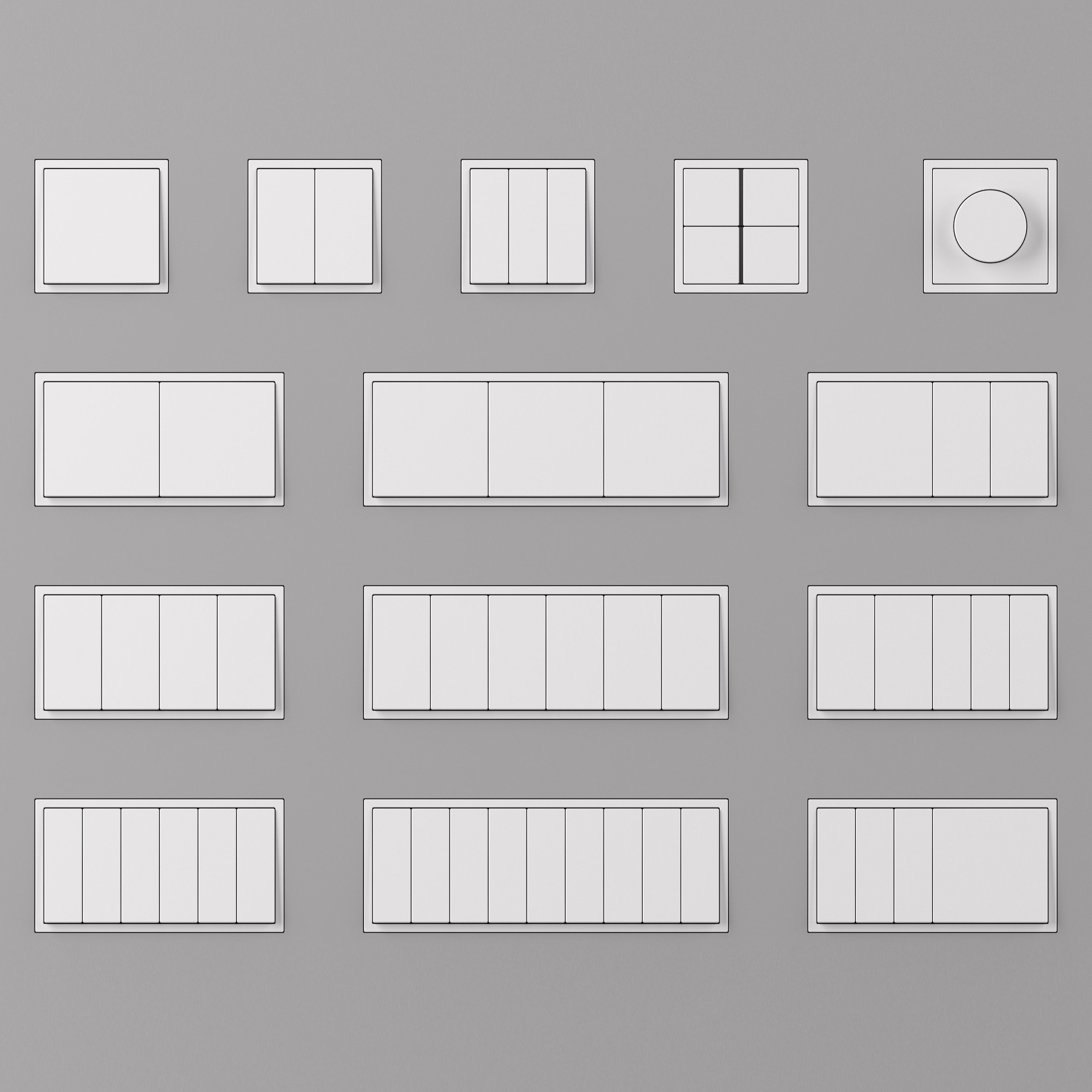 Jung LS  ZERO  Switches and Sockets kit 80 items 3D model_11