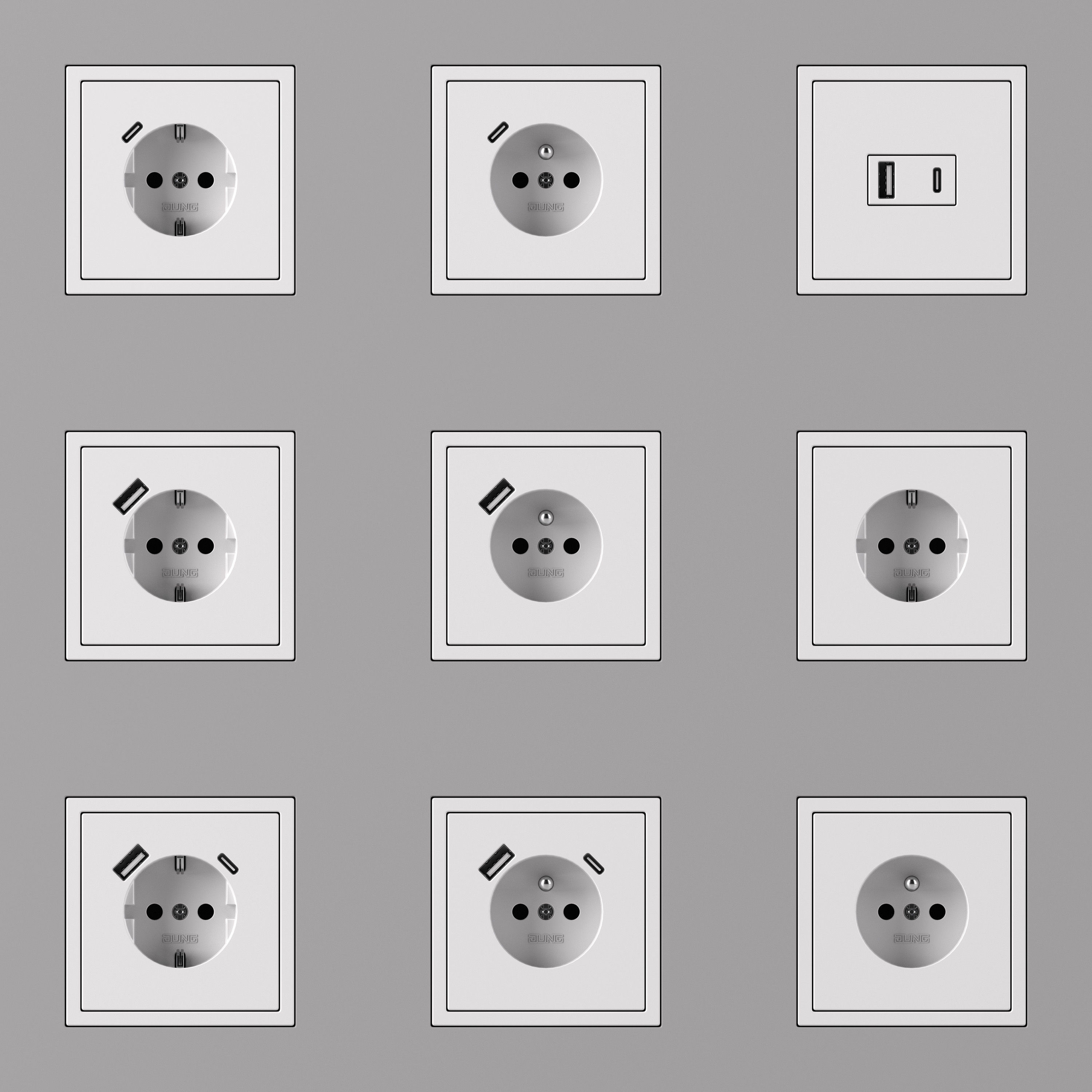 Jung LS  ZERO  Switches and Sockets kit 80 items 3D model_7