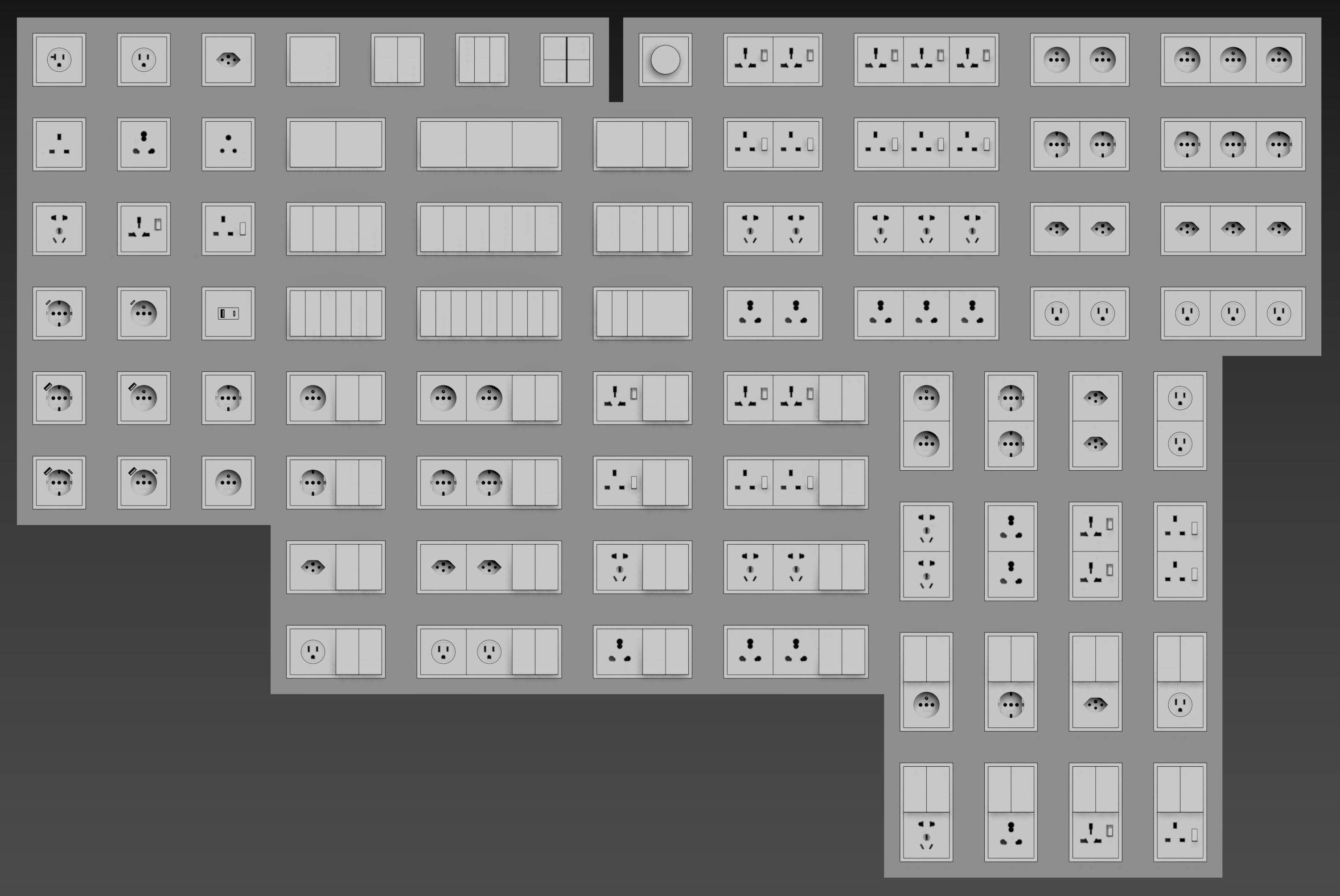 Jung LS  ZERO  Switches and Sockets kit 80 items 3D model_21
