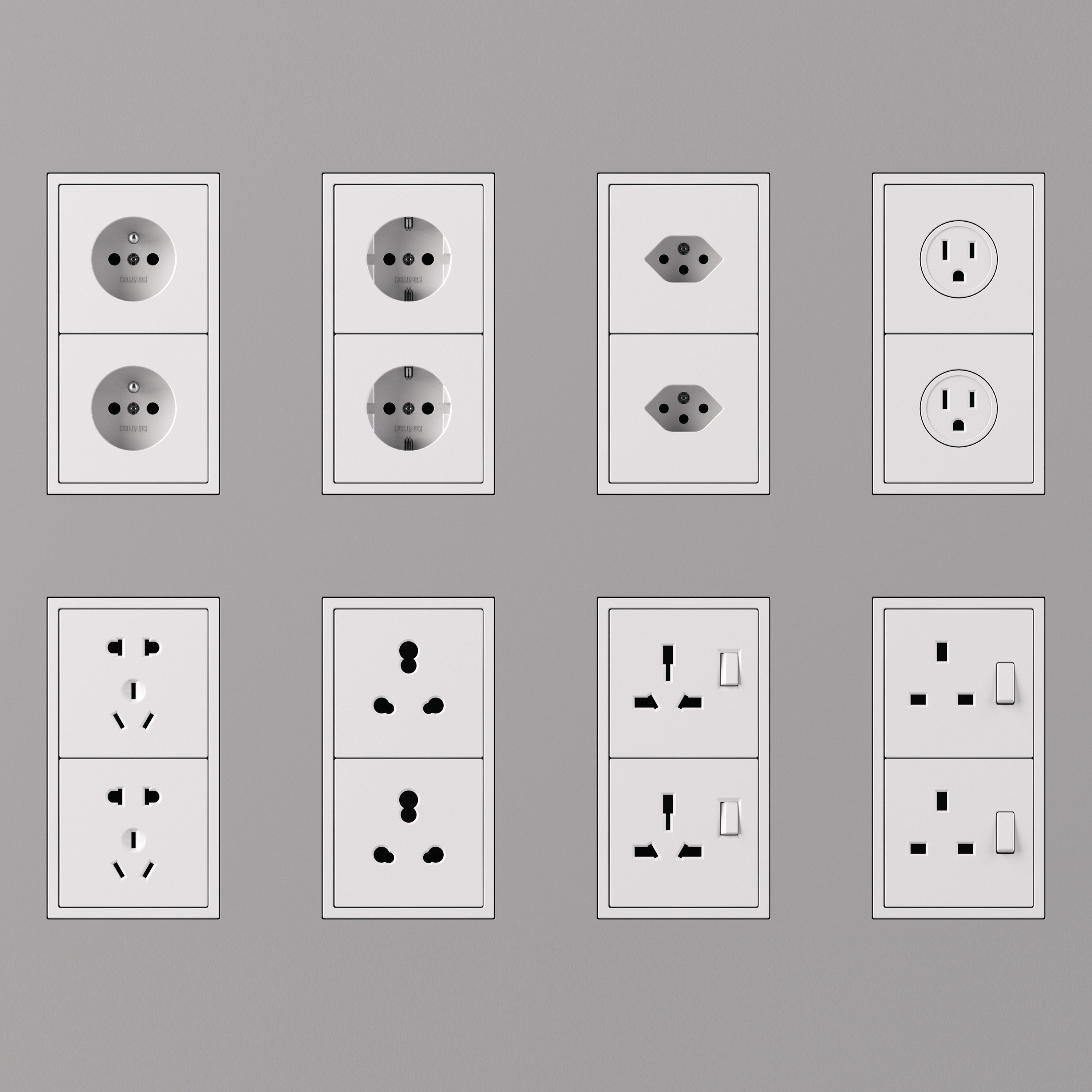 Jung LS  ZERO  Switches and Sockets kit 80 items 3D model_16