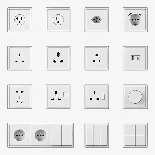 Jung LS  ZERO  Switches and Sockets kit 80 items 3D model