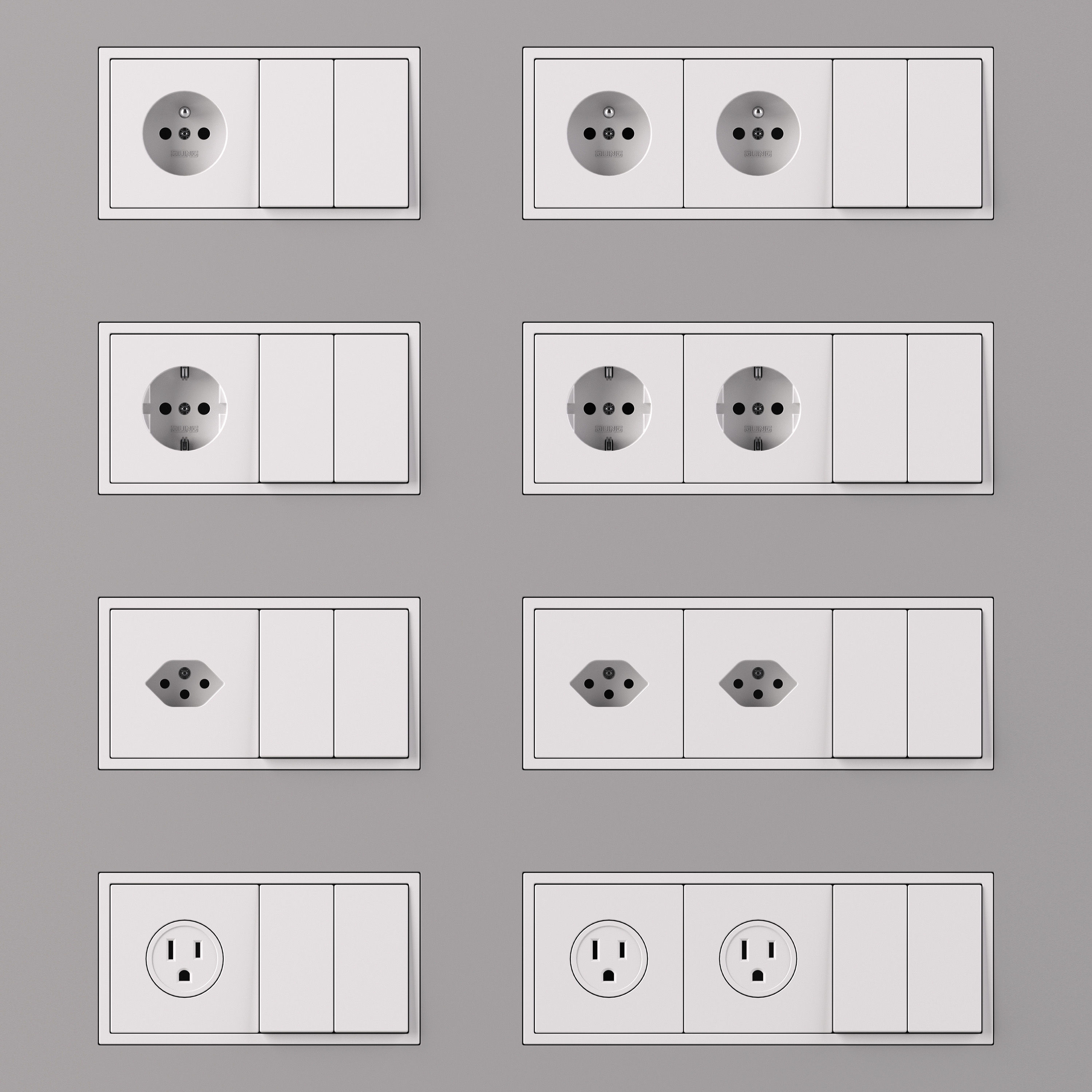 Jung LS  ZERO  Switches and Sockets kit 80 items 3D model_19