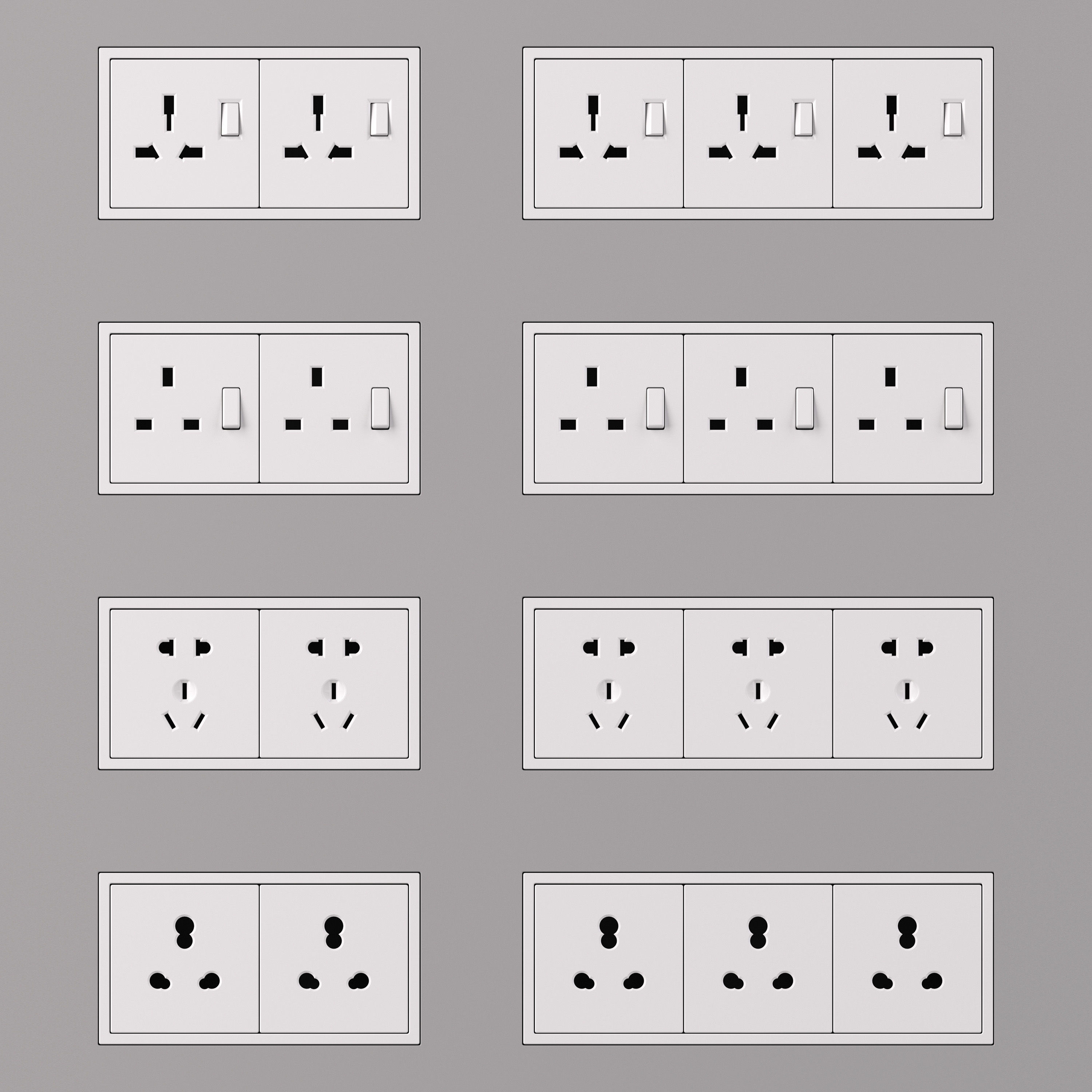 Jung LS  ZERO  Switches and Sockets kit 80 items 3D model_18
