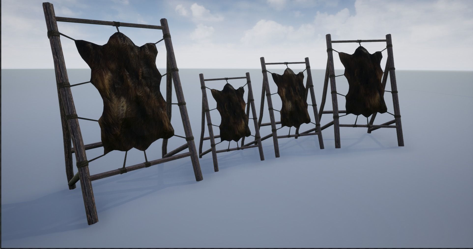 Medieval Stretched Skinned Animal Fur Low-poly 3D model_1