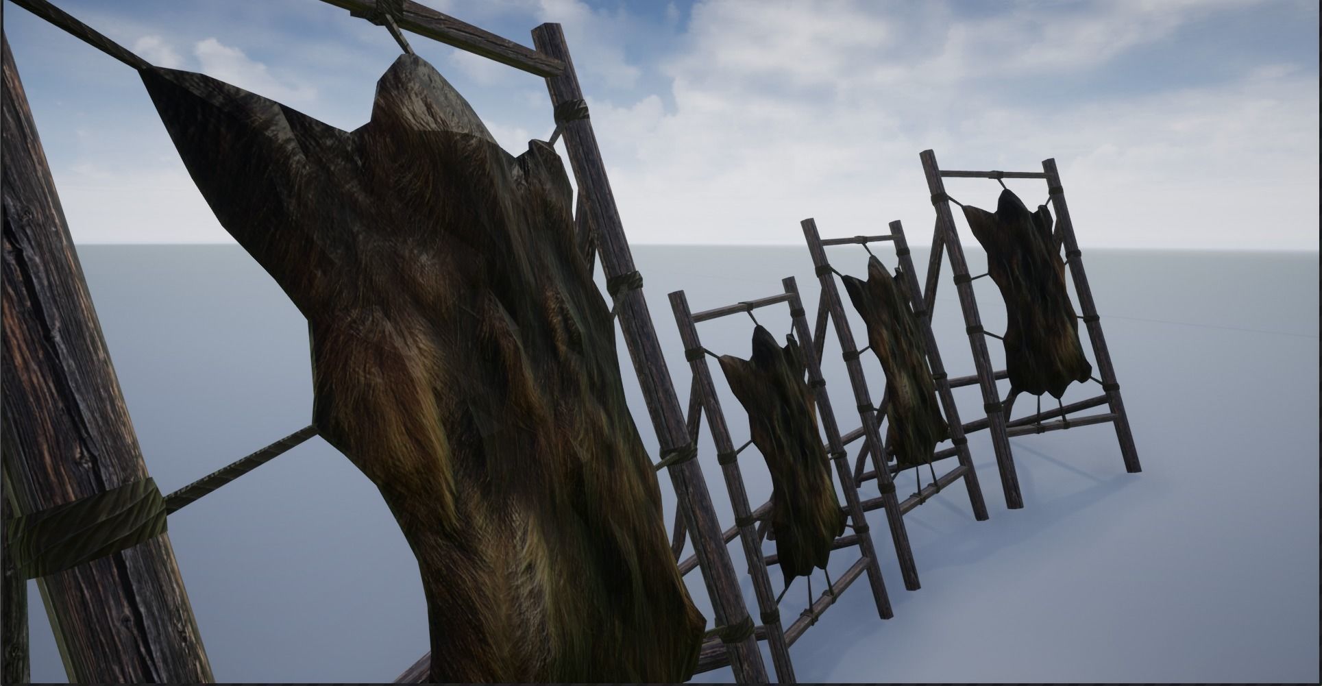 Medieval Stretched Skinned Animal Fur Low-poly 3D model_7