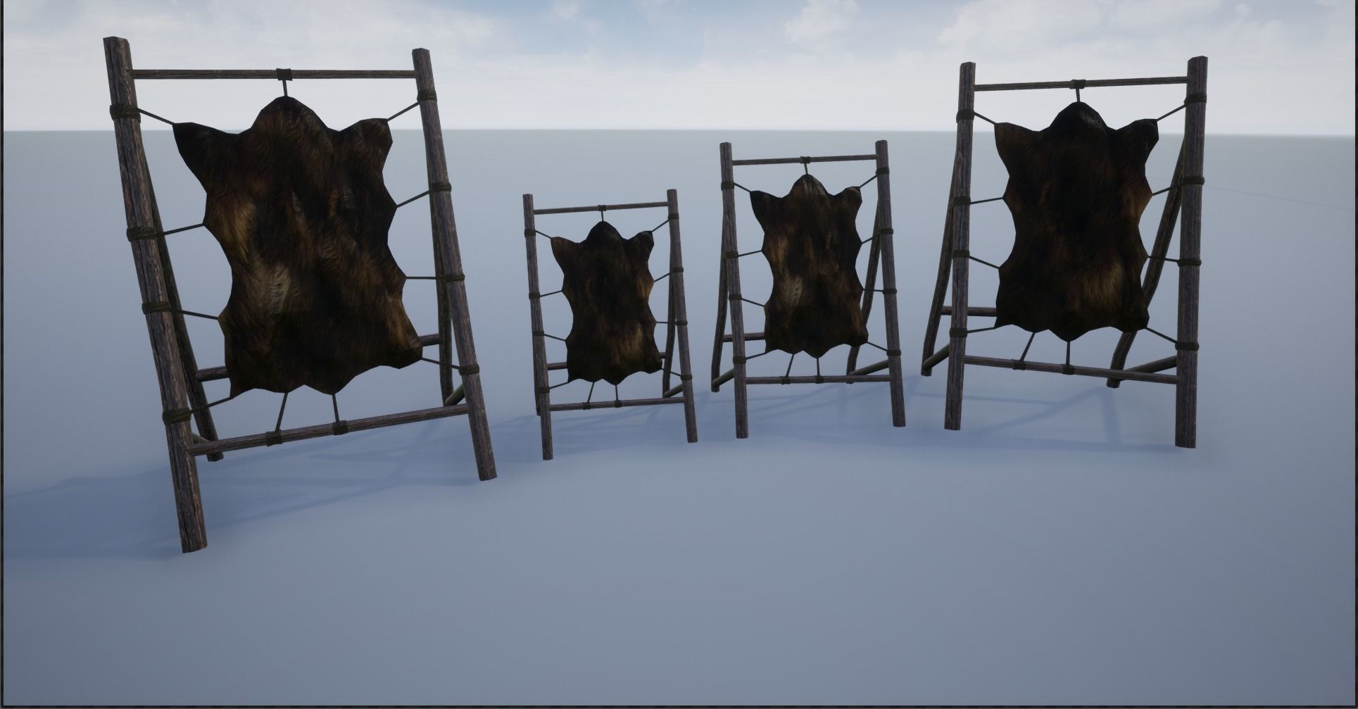 Medieval Stretched Skinned Animal Fur Low-poly 3D model_3