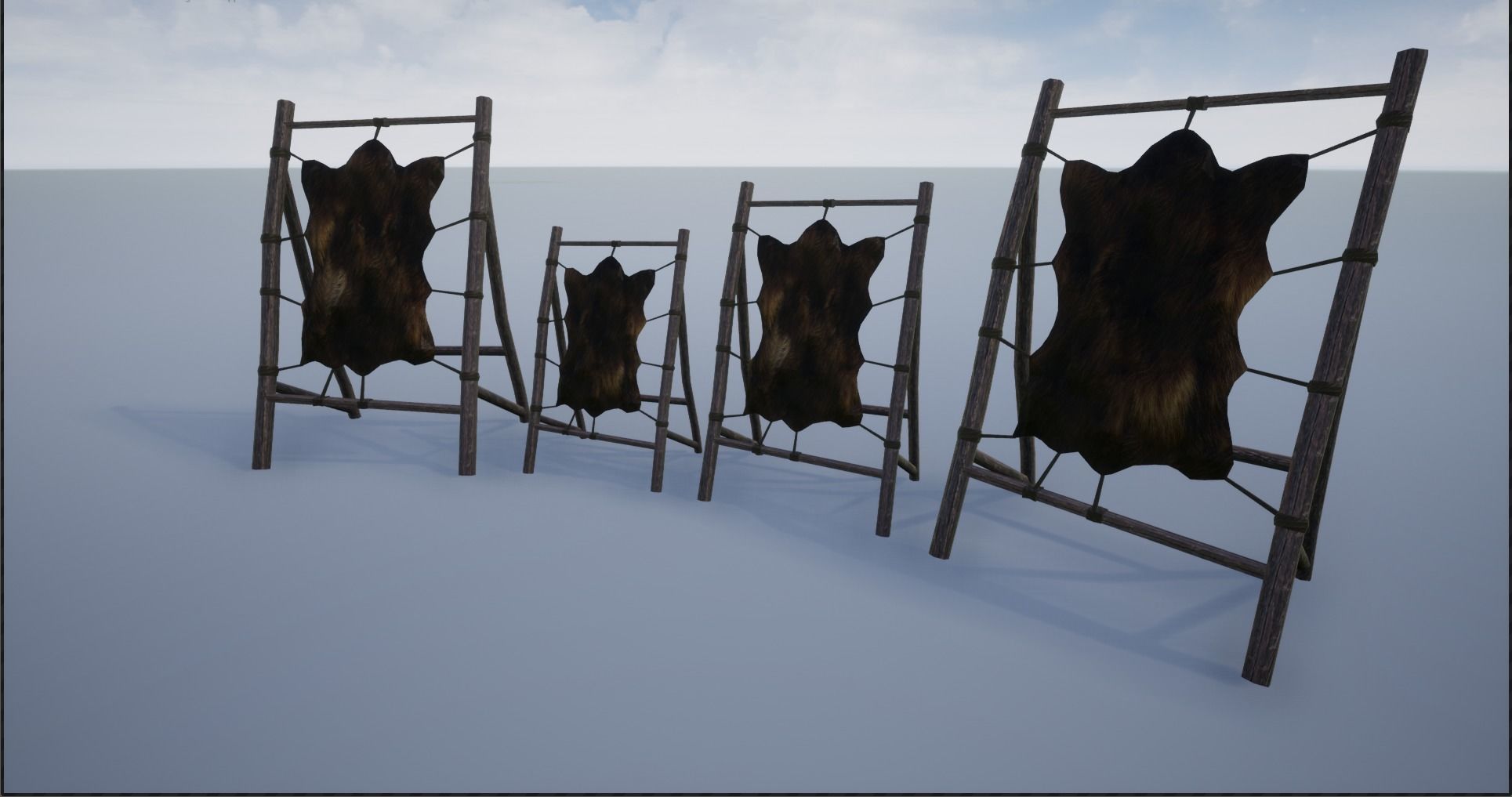 Medieval Stretched Skinned Animal Fur Low-poly 3D model_4