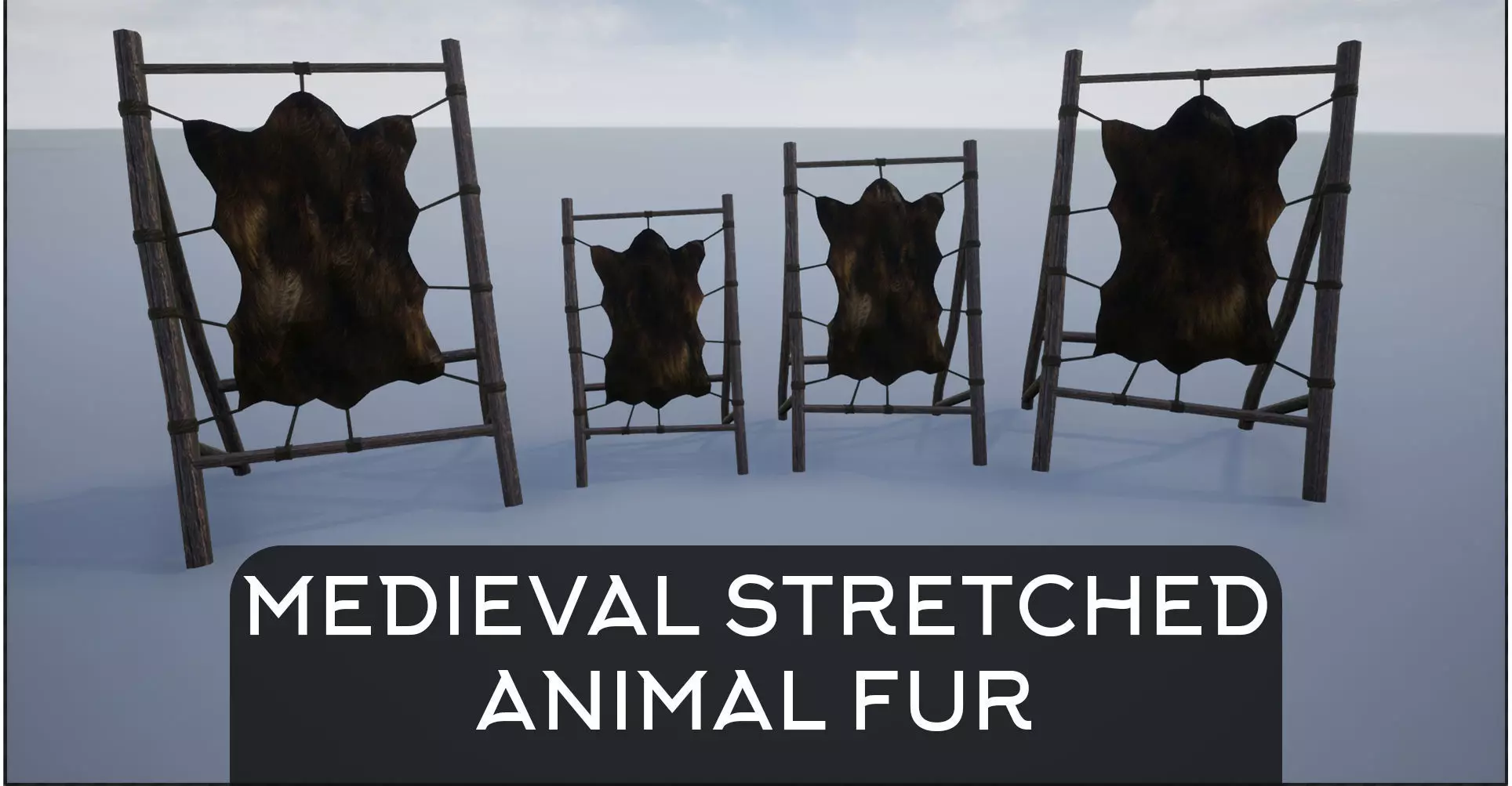 Medieval Stretched Skinned Animal Fur Low-poly 3D model_0