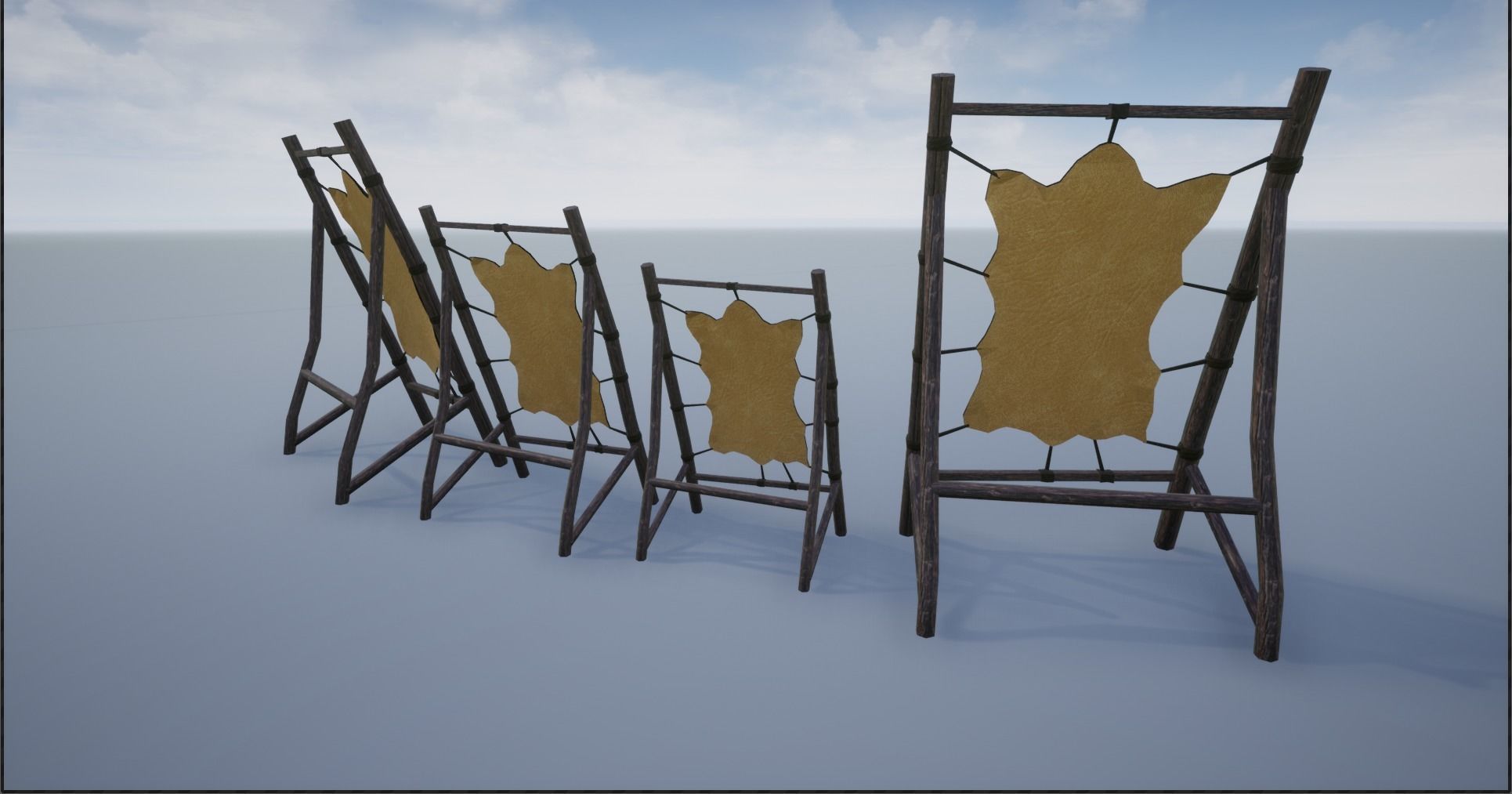 Medieval Stretched Skinned Animal Fur Low-poly 3D model_10