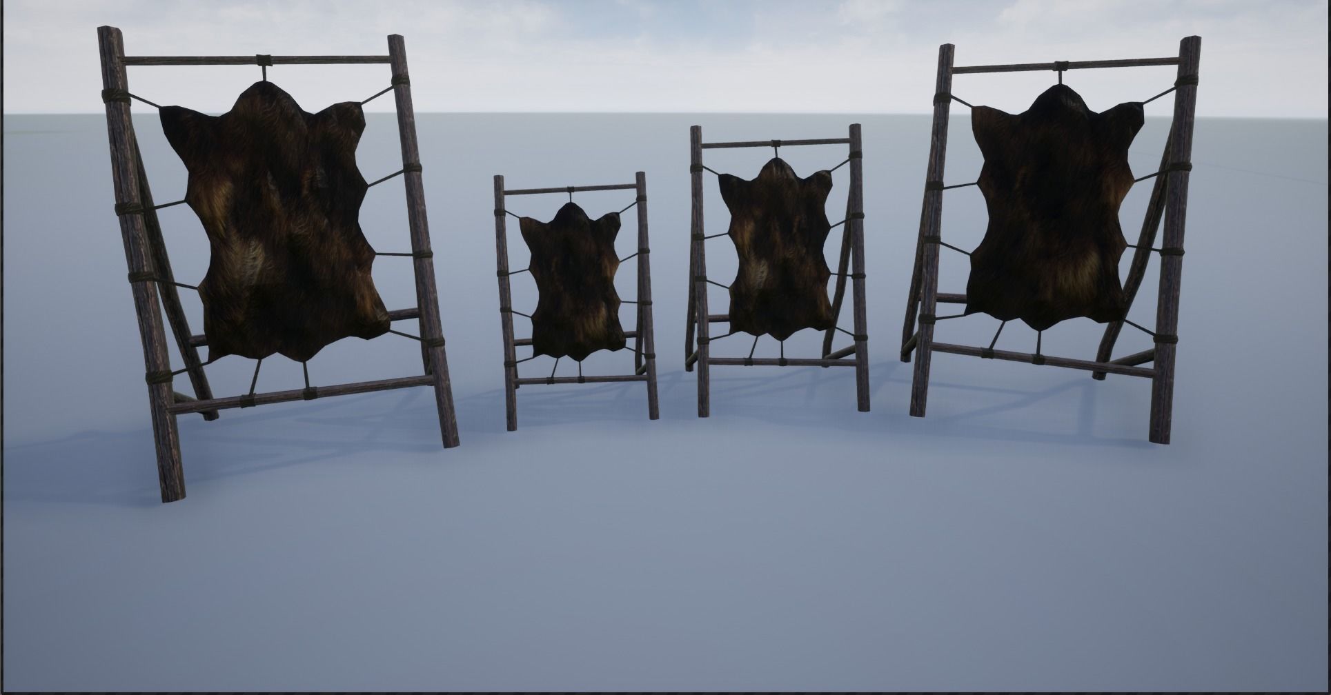 Medieval Stretched Skinned Animal Fur Low-poly 3D model_2