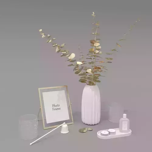 Decorative Set Vase With Golden Flowers