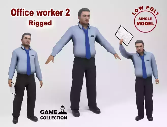 Office worker 2 Low-poly 3D model