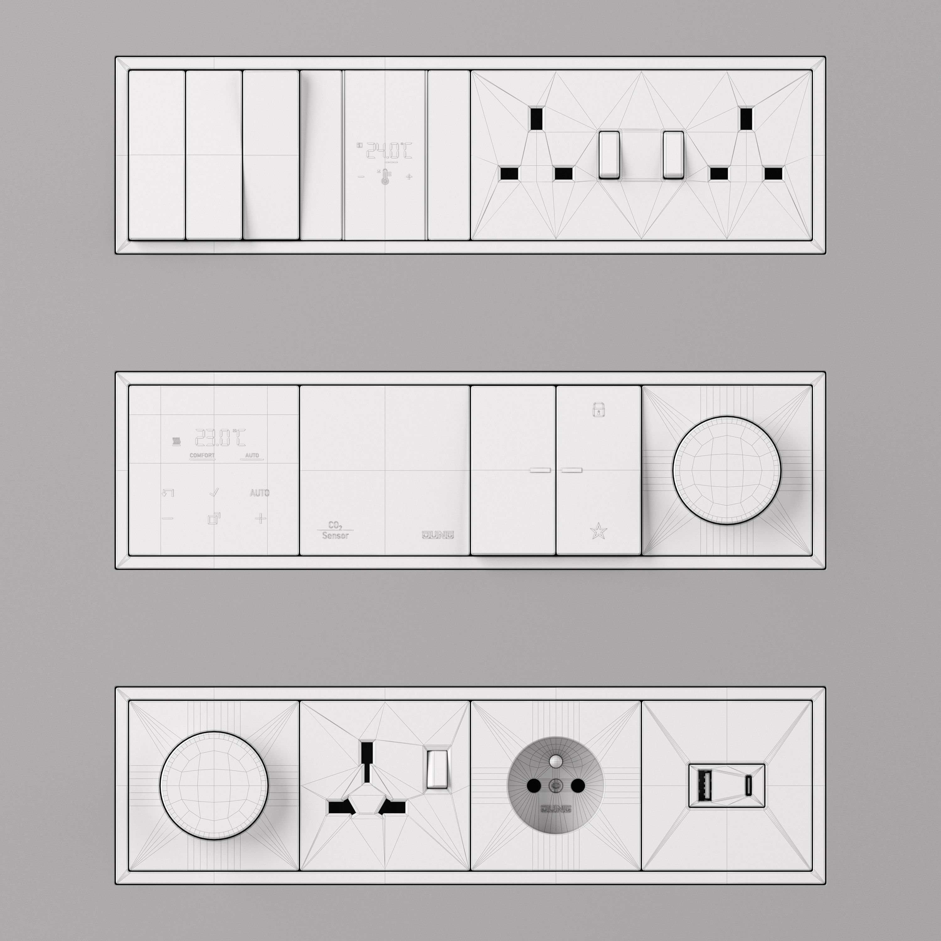 Jung LS  ZERO  KNX Smart Home Kit 34 items 3D model_9