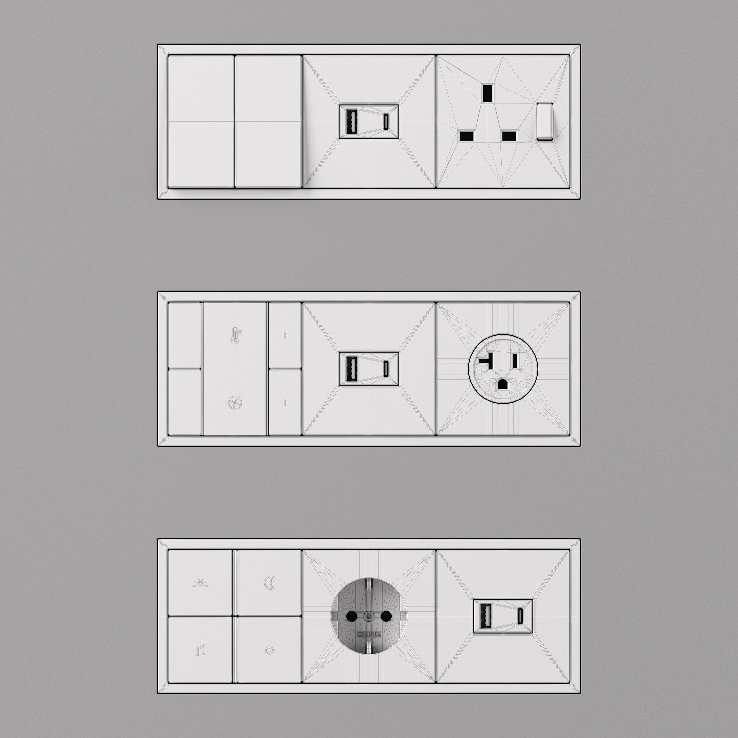 Jung LS  ZERO  KNX Smart Home Kit 34 items 3D model_11