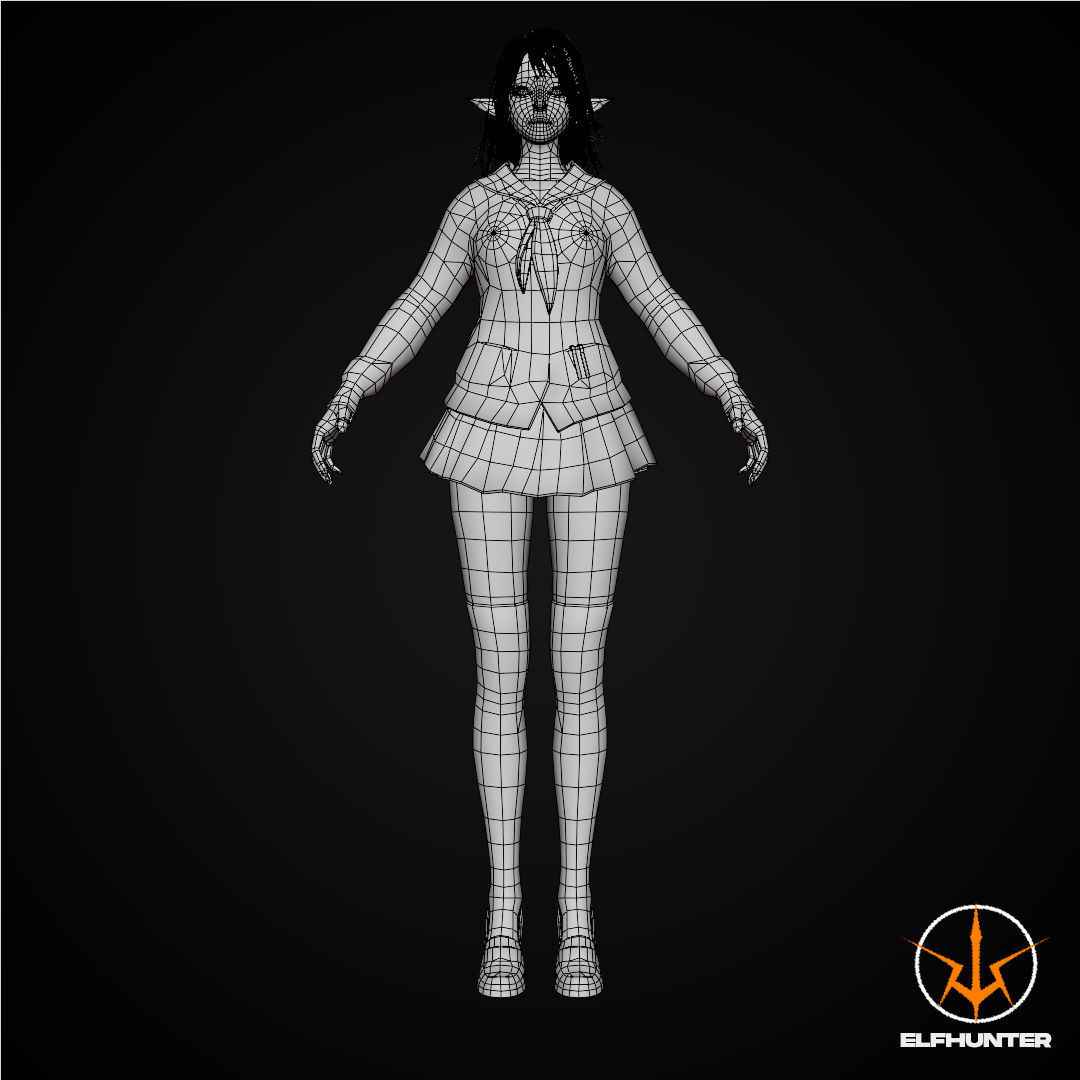 EXCLUSIVE ELF HUNTER EDITION RIGGED CHARACTER ELF WHITE SCHOOL Low-poly 3D model_10