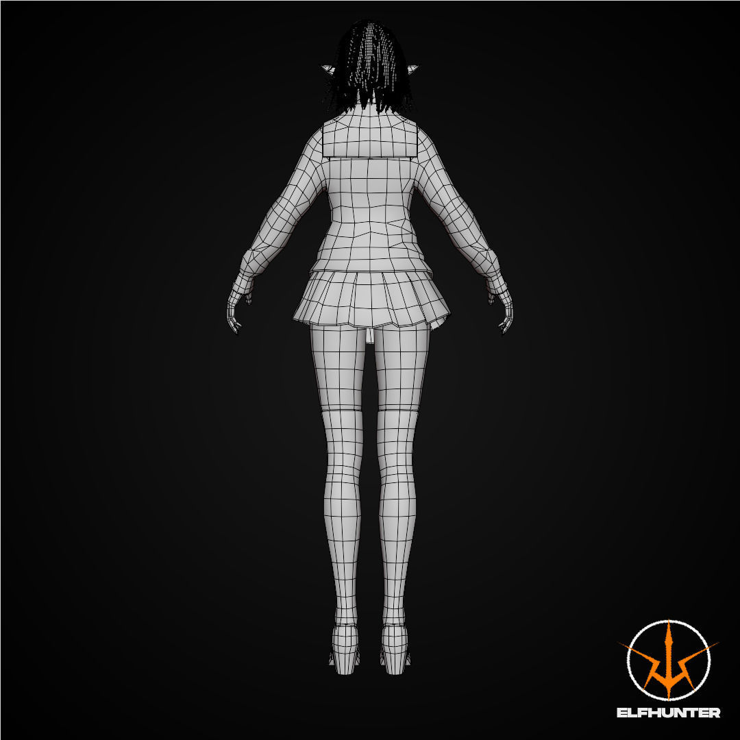 EXCLUSIVE ELF HUNTER EDITION RIGGED CHARACTER ELF WHITE SCHOOL Low-poly 3D model_12