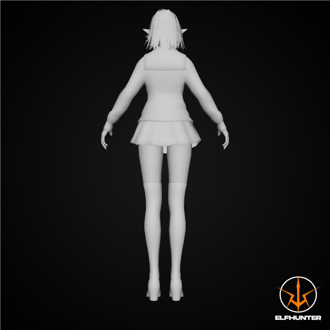 EXCLUSIVE ELF HUNTER EDITION RIGGED CHARACTER ELF WHITE SCHOOL Low-poly 3D model_8