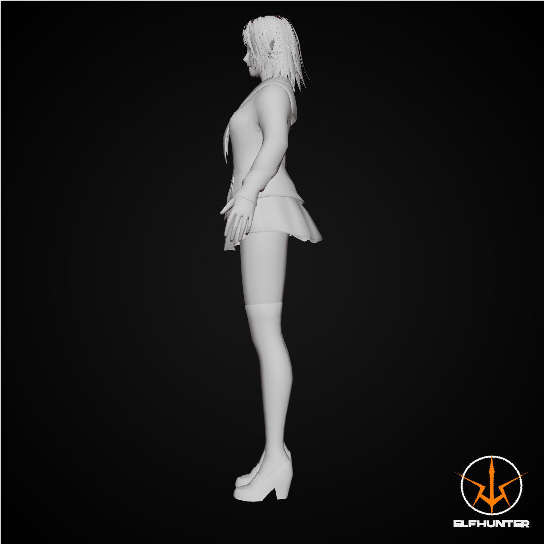 EXCLUSIVE ELF HUNTER EDITION RIGGED CHARACTER ELF WHITE SCHOOL Low-poly 3D model_9