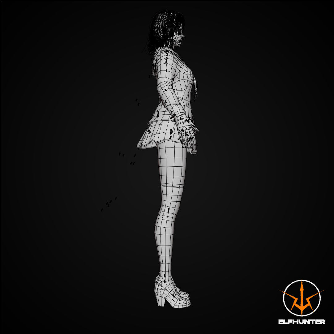 EXCLUSIVE ELF HUNTER EDITION RIGGED CHARACTER ELF WHITE SCHOOL Low-poly 3D model_15