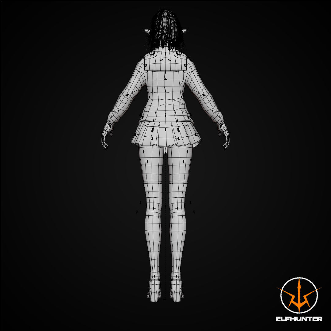 EXCLUSIVE ELF HUNTER EDITION RIGGED CHARACTER ELF WHITE SCHOOL Low-poly 3D model_16