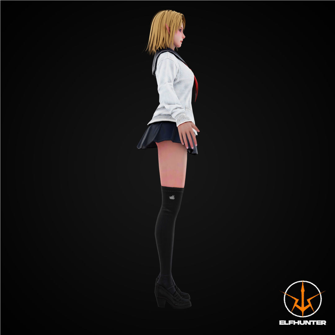 EXCLUSIVE ELF HUNTER EDITION RIGGED CHARACTER ELF WHITE SCHOOL Low-poly 3D model_3