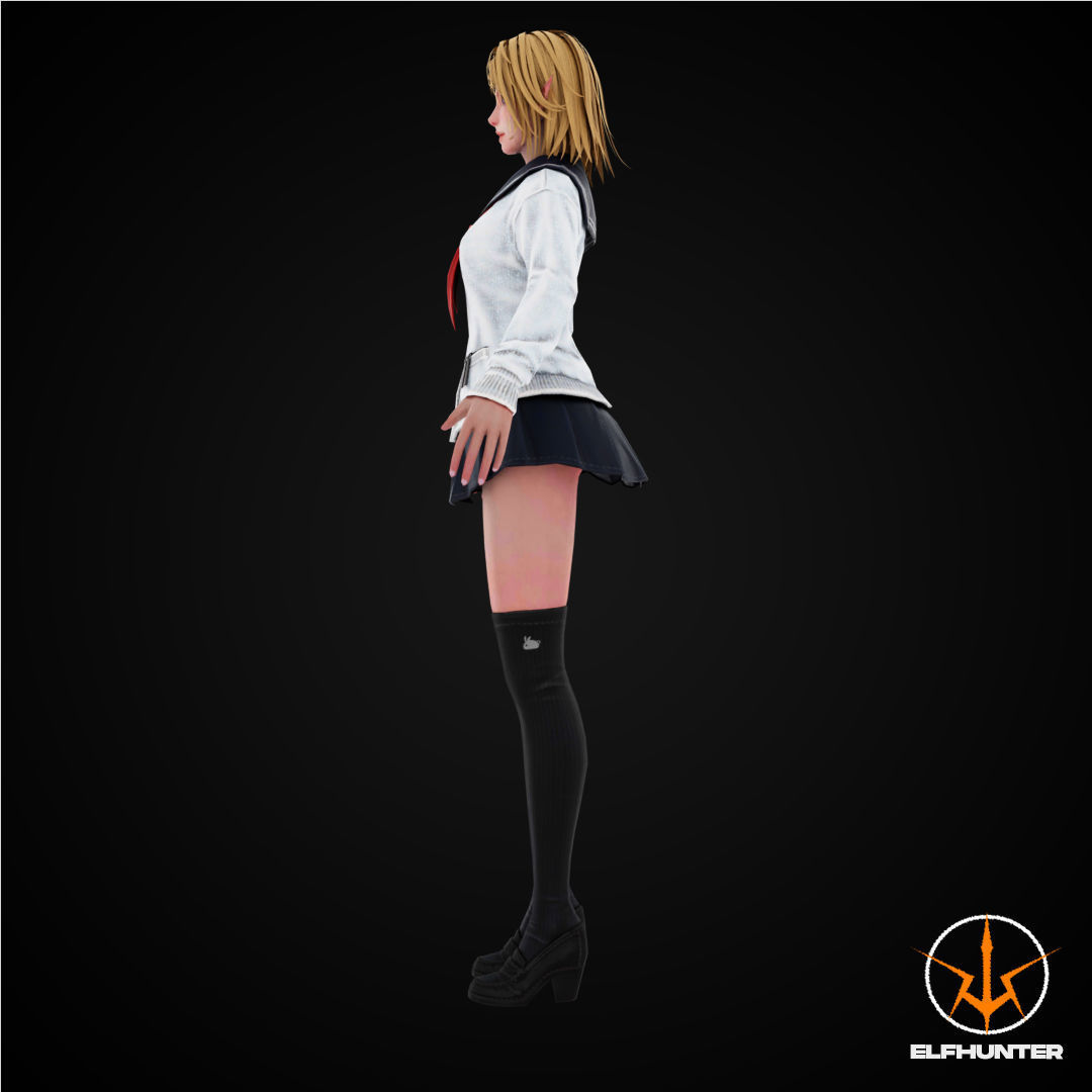 EXCLUSIVE ELF HUNTER EDITION RIGGED CHARACTER ELF WHITE SCHOOL Low-poly 3D model_5