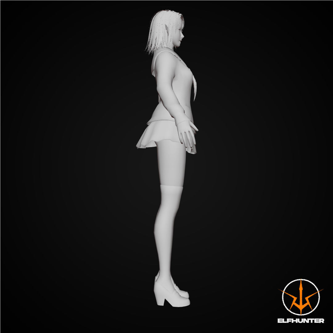 EXCLUSIVE ELF HUNTER EDITION RIGGED CHARACTER ELF WHITE SCHOOL Low-poly 3D model_7