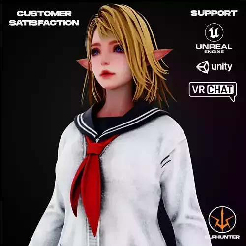 EXCLUSIVE ELF HUNTER EDITION RIGGED CHARACTER ELF WHITE SCHOOL Low-poly 3D model