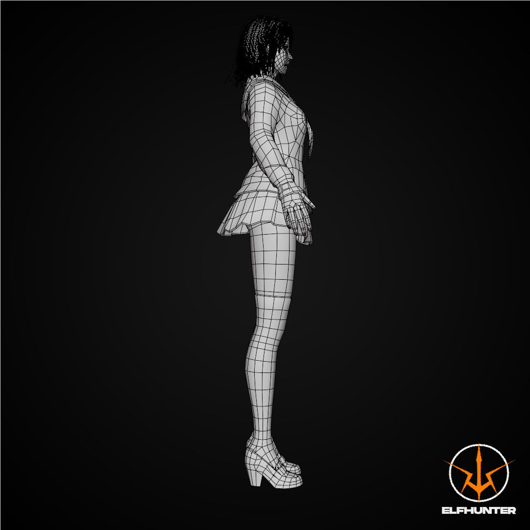 EXCLUSIVE ELF HUNTER EDITION RIGGED CHARACTER ELF WHITE SCHOOL Low-poly 3D model_11