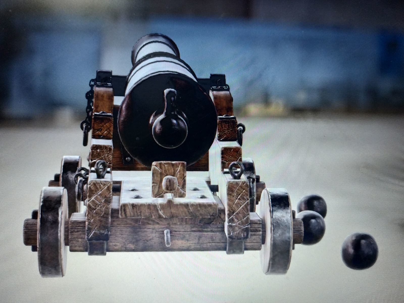 ancient cannon Low-poly 3D model_1