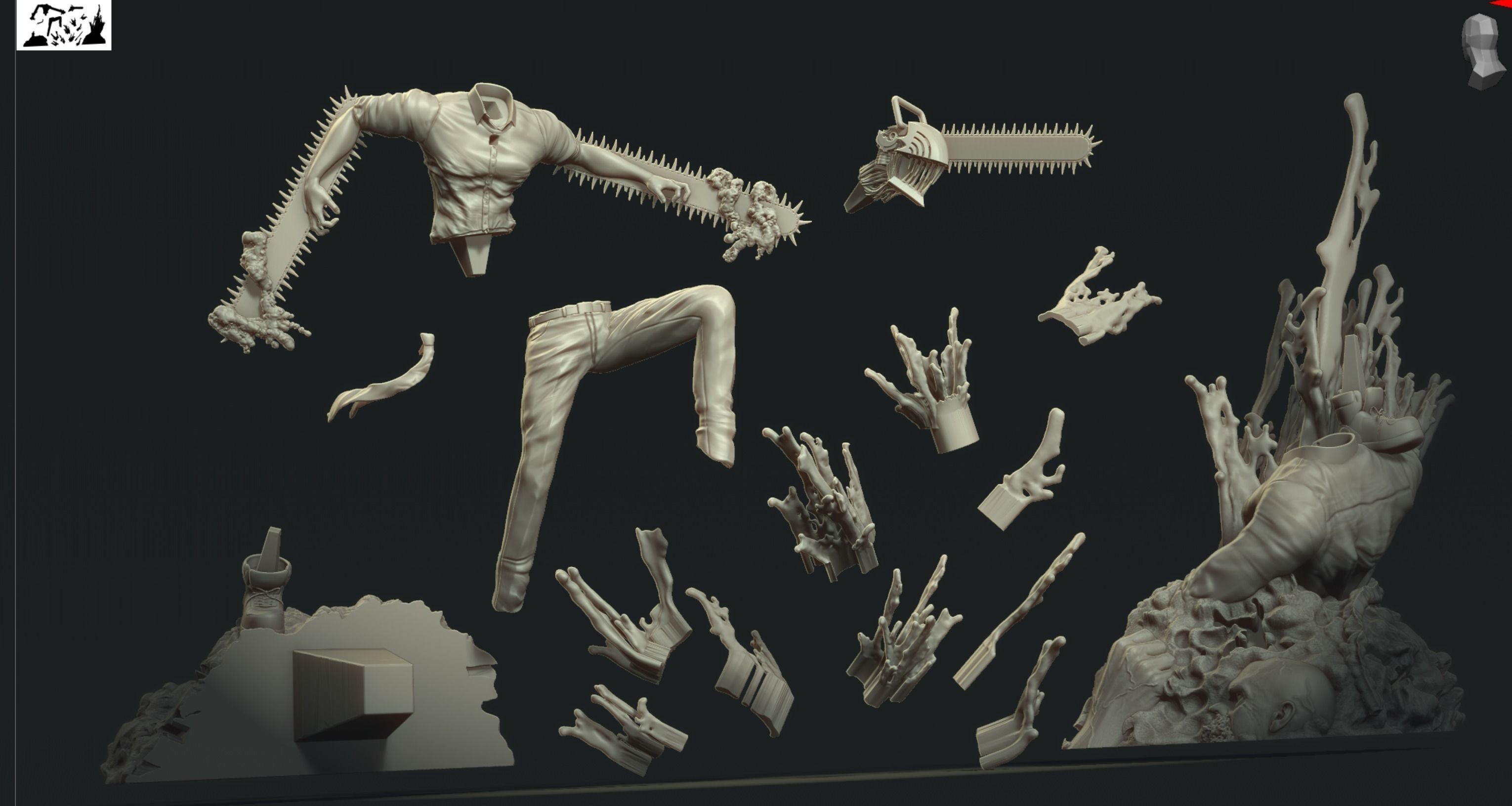 Chainsaw Man Denji figure with cut and keying by Dhomas  3D print model_5