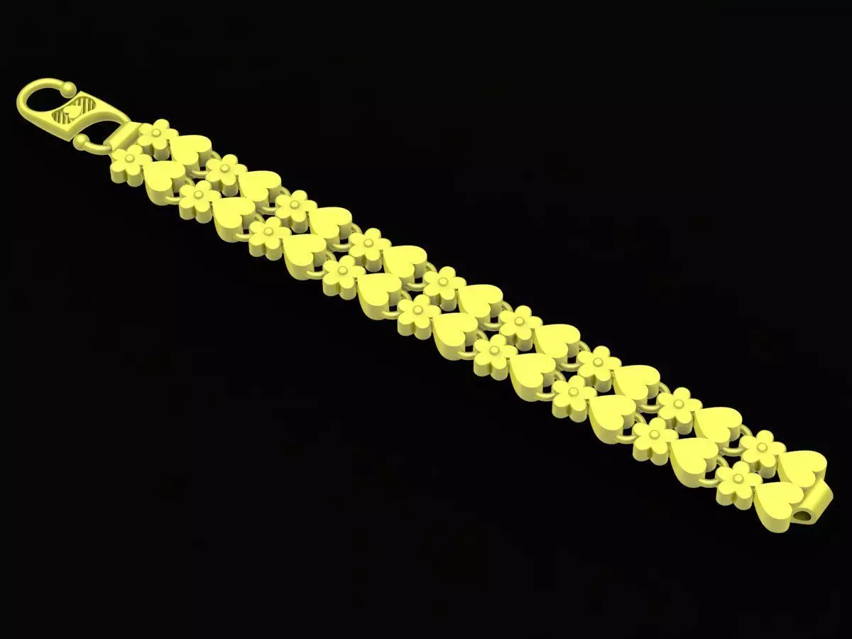 Luxury Floral Link Bracelet Jewelry Design 4147 3D print model