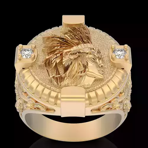 Indian Warrior Ring  silver gold sterling printable jewelry 3D print model